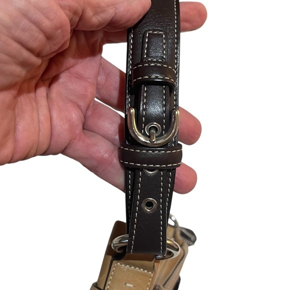 Coach Vintage SoHo Slim Buckle Bag Tan & Chocolate Brown Silver Detail - Picture 5 of 11